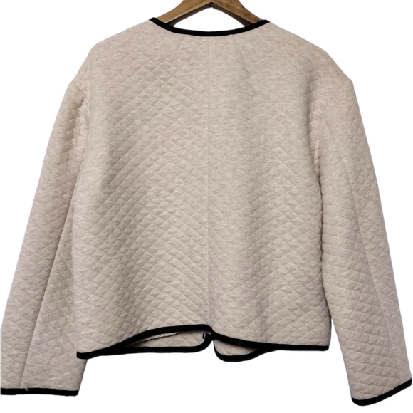 Ann Taylor Quilted Full Zip Blazer Jacket In Sandy Heather - Picture 3 of 6